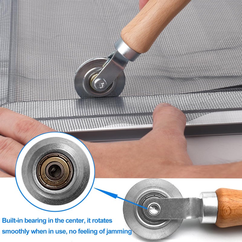 BAYTORY Window Screen Repair Kit, Steel Roller Tool with Bearing, Spline Removal Hook and 32ft Retainer Spline Replacement for Installing Door Mesh Screens - Image 4